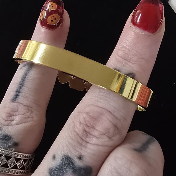 18K PLATED GOLD TITANIUM STEEL LUX INSPIRED BANGLE BRACELET - Picture 5 of 11